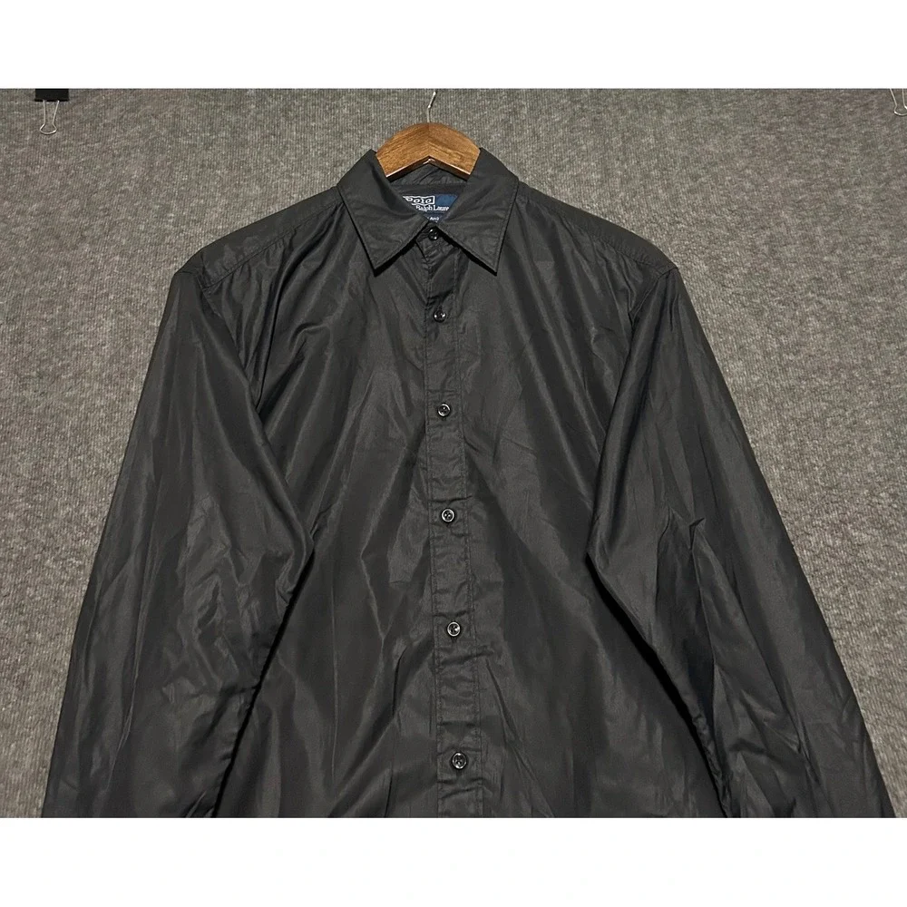 Polo ralph lauren rutland button up shirt long sleeve black 100% nylon small